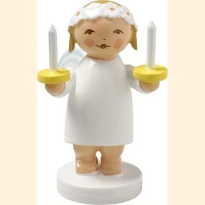 Wendt & Kühn Margeritenengel Gratulantenengel mit 2 Lichtern 634/60/2 Erzgebirge - Bild 1 von 3