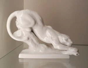 Meissen, Originale Porzellanfigur Weißer Panther Entw.  Erich Oehme - Bild 1 von 14