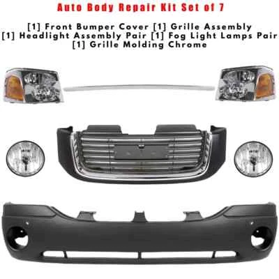 Conjunto de rejilla de cubierta de parachoques delantero cromado para GMC Envoy SUV SLE 2002-2009 Foto 1 de 4