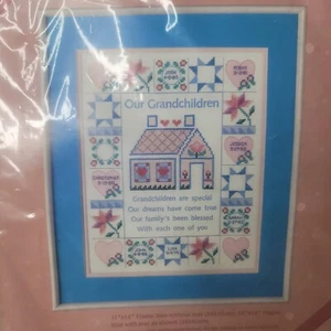 Punto de Cruz Estampado Completo Del Corazón Nuestros Nietos 53013 SIN FECHAS - Imagen 1 de 4