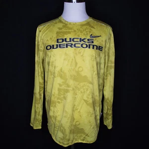 Men's Oregon Ducks Shirt Yellow Nike Dri-Fit  AOP Overcome Cancer Sz Large - Picture 1 of 8