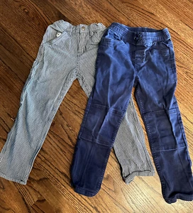 EUC/GUC Hanna Andersson 120/6-7 Lot of 2 Casual Cotton Pants Navy & Navy Stripe - Picture 1 of 1