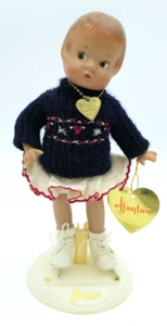 Suéter y falda tejida muñeca de patinaje sobre hielo Effanbee Patsyette de 9" vintage años 90 - Imagen 1 de 7