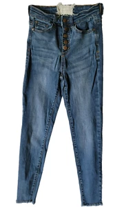 Altar’d State Jeans Junior Size 25 / 1 Light Wash Distressed Ankle Button Fly - Picture 1 of 5
