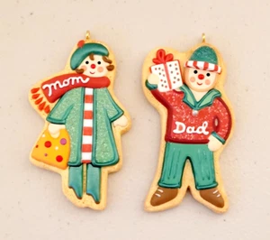 2007 Hallmark Keepsake MOM and DAD Gingerbread Cookie Ornaments 3" - Picture 1 of 3