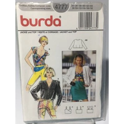Chaqueta y Camisa Burda 4777 Verano Top Talla 8-18 Patrón Costura Sin Cortar  Foto 1 de 3