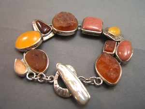 Whitney Kelly WK Sterling Silver Multi-Stone  Bracelet Carnelian Rhodenite Pearl - Picture 1 of 7