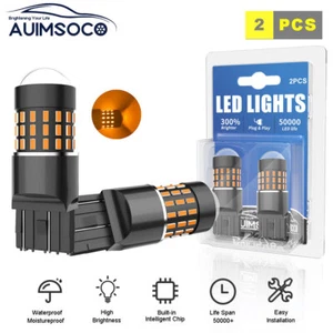 7443 7440 Amber LED Front Turn Signal Light Bulbs No Hyper Flash CANBUS No Error - Imagen 1 de 13