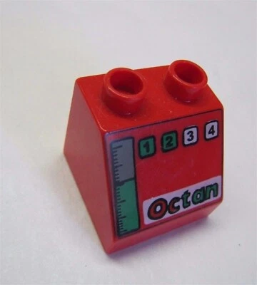 Rare Lego Duplo Gas Pump Octan Printed Sloped Brick For Station Machine Vehicle - Image 1 of 2