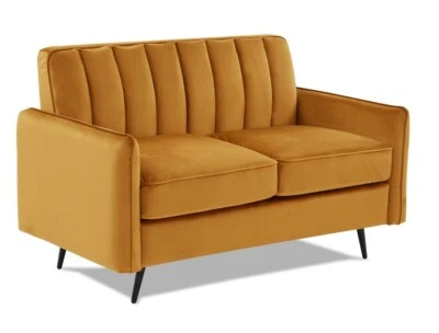 WEDOSOFAS Velvet 2 Seater Sofa in Mustard - Compact Ella range FREE & EASY DELIVERY