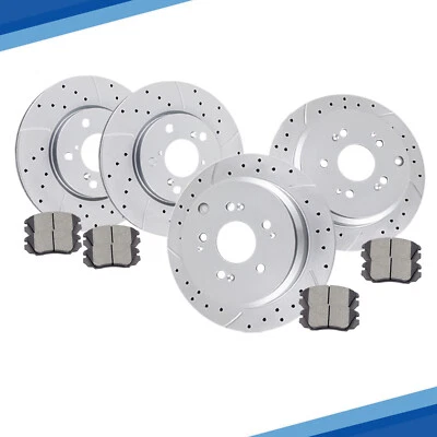 Kit de freios pastilhas de freio a disco rotores dianteiros traseiros perfurados Honda Odyssey Fit 2005-2010 - Imagem 1 de 4