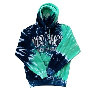 EXIST Outer Banks Carolina del Norte Sudadera con Capucha Manga Larga Azul Medio Verde Tie Dye Foto 1 de 4