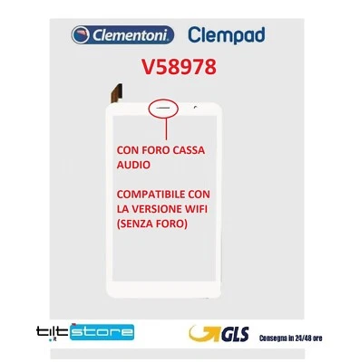VETRO TOUCH SCREEN CLEMPAD REVOLUTION 3G V58978 16628 SCHERMO BIANCO CON BIADESI - Immagine 1 di 2