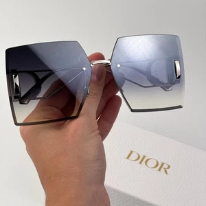 Dior Women Sunglasses Silver Grey Rectangle 30MONTAIGNE S7U 16C NEW AUTHENTIC - Picture 1 of 8