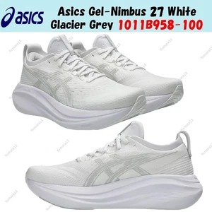 Asics Gel-Nimbus 27 blanco gris glaciar 1011B958-100 talla para hombre - Imagen 1 de 8