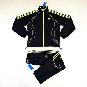 $ 160 Neu mit Etikett Adidas Teamgeist schwarz neongrün Trainingsjacke Jogginghose für Herren SMALL - Bild 1 von 19