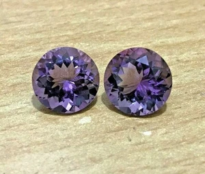 9.00 Carats Natural Amethyst Pair Round Cut Loose Gemstones Jewelry Making - Picture 1 of 6