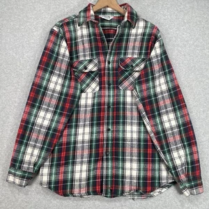 Vintage Five Brother Hemd L grün rot kariert schwer Outdoor USA Flanell Knopfleiste - Bild 1 von 9