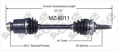 Eje de transmisión CV para Mazda MX3, Protg 1994-98 delantero P Foto 1 de 4