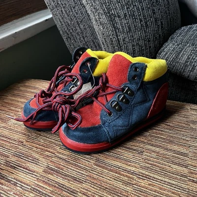 Zapatos para niños pequeños vintage de cuero gamuza con bloques de color de caña alta de los 90 NOS 8,5 Foto 1 de 4