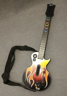 Les Paul Xbox 360 Gibson Guitar Hero Wireless Controller Red Octane Flames VGC! - Image 1 of 4