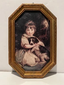 MÄDCHEN MIT SPANIEL Bild Miss Jane Bowles von Sir Joshua Reynolds ITALIEN Vintage - Bild 1 von 4