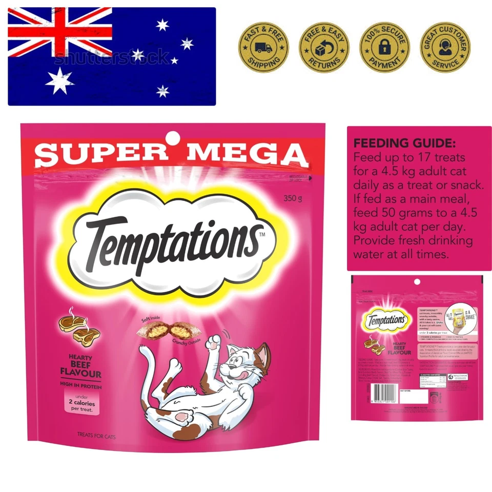 Temptations Hearty Beef Treats For Cats 350gm