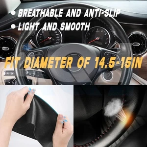 For Nissan'Car 15'' Durable Leather Steering Wheel Cover Breathable Anti-Slip - Picture 1 of 16
