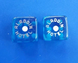 Vintage Pair of Blue Aladdin Casino Hotel Las Vegas Dice - Picture 1 of 5