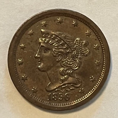1856 Braided Hair Half cent  ,  Uncirculated details - Image 1 of 4