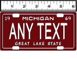 PERSONALIZED CUSTOM ALUMINUM BICYCLE MINI STATE LICENSE PLATE-MICHIGAN 1969 - Picture 1 of 1