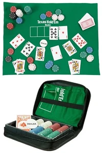 Poker Texas Game Casino King Travel Portable Fun Hold Game In Case Set Funtime - Picture 1 of 4