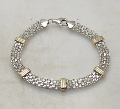 Brazalete Technibond Bismark Status Bar Chapado en Oro Amarillo Blanco 14K Plata 925 Foto 1 de 4