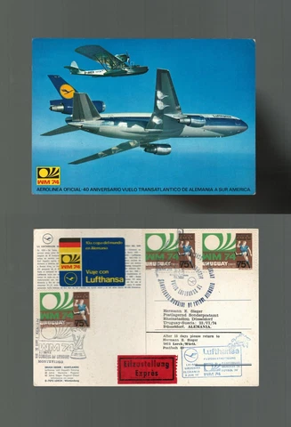 Uruguay First Flight Cover Montevideo to Germany 1974 World Cup Ciardi v111 Cover