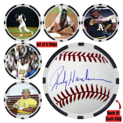 Rickey Henderson SIGNED Baseball Legends Poker Chip Set (5) - Image 1 of 2