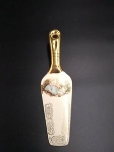 VINTAGE SABIN  CREST-O-GOLD  CAKE/PIE SERVER  -  BONE CHINA  -  WARRANTED 22K - Picture 1 of 4