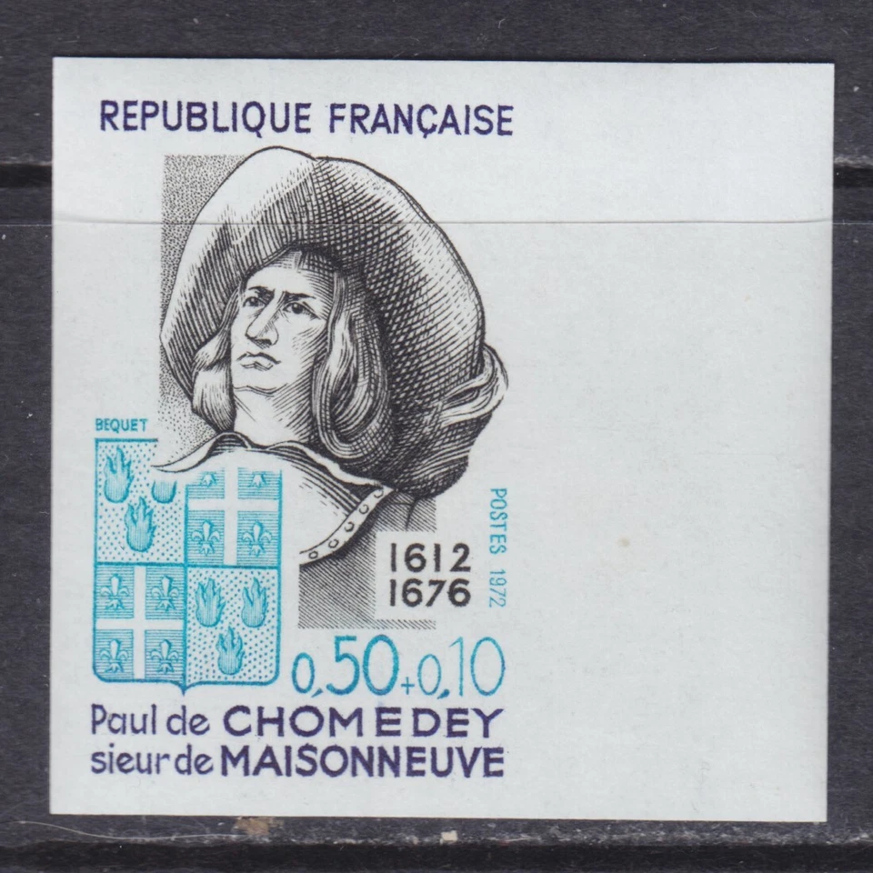 1972 IMPERFORATE CHOMEDEY DE MAISONNEUVE FUNDADOR DE MONTREAL SCT.B454a Y.1706 - Imagem 1 de 1
