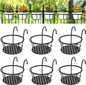 CADANI Iron Hanging Plant Holder over the Rail Metal Fence Planters, Hanging Buc - Picture 1 of 7