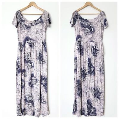 Maxi Vestido Floral Y2K Medio Púrpura Texturizado 3D Crochet Look Boho Cottagecore Foto 1 de 4