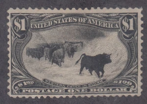US Stamp #292 $1 Trans-Mississippi 1898 F-VF Regummed, Filled Thin; Nice! - Picture 1 of 2