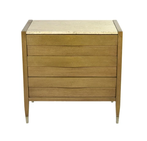 Vintage American Martinsville Mid Century Modern Travertine Top Chest of Drawers Cover