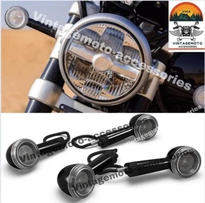 4X LED Indicator Turn Signal Light Fit For Royal Enfield Super Meteor 650 Black - Image 1 of 4