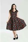 Hellbunny cherry flare dress black red green full style New 50s Style  Sz 8 new
