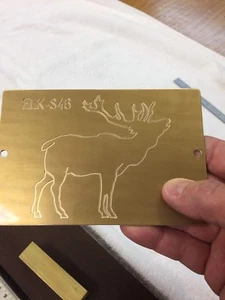 LARGE ELK MASTER TEMPLATE BRASS ENGRAVING PLATE FOR NEW HERMES FONT TRAY - Picture 1 of 12