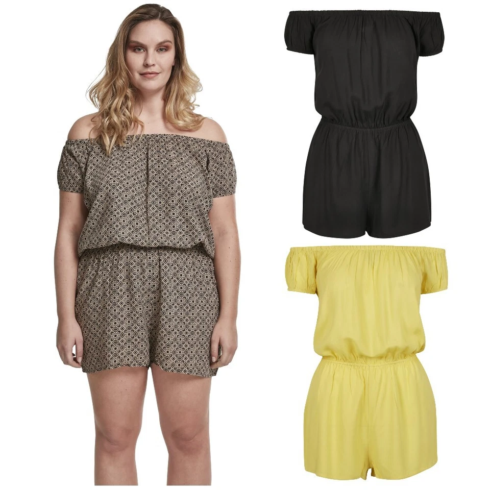 Urban Classics Ladies Off Shoulder Short Jumpsuit Carmen Hot Basic Flower Anzug  - Bild 1 von 1