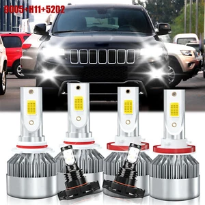 For Jeep Grand Cherokee 2011-2013 LED Headlight High Low Beam+Fog Light Bulbs - Picture 1 of 11