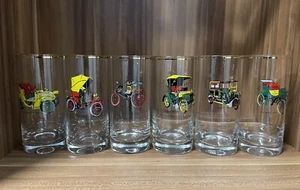 Gläser Set 6 Stück mit Oldtimer Motiven und Goldrand - Bild 1 von 10