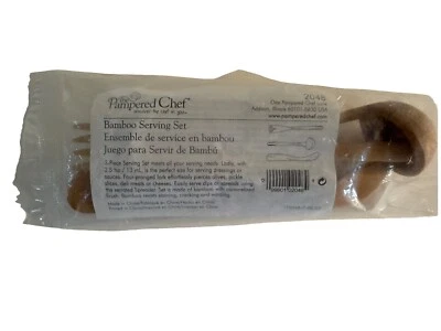Pampered Chef Bamboo Serving Set #2048 New in Bag - Image 1 of 2