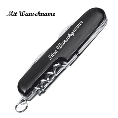 GRAVUR BY LIVEPAC-GESCHENKELT Edles 7-teiliges Aluminium Taschenmesser mit Namensgravur - Farbe: schwarz