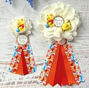 Winnie The Pooh Baby Shower Corsage ,Mommy & Daddy Baby Shower Pin Set - Picture 1 of 1